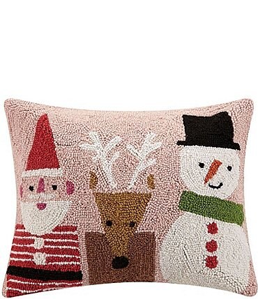 Image of Peking Handicraft Holiday Collection Santa And Friends Hook Wool Pillow