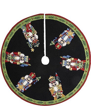Image of Peking Handicraft Hooked Wool Nutcracker Pagentry Tree Skirt