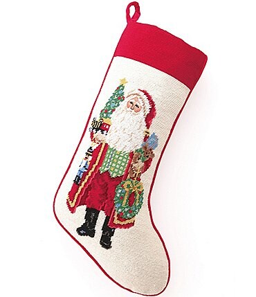 Image of Peking Handicraft Making Spirits Bright Needlepoint Holiday Stocking