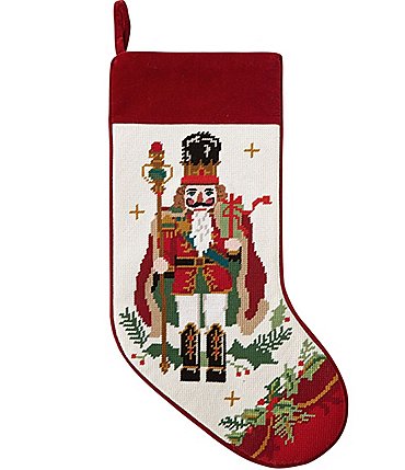 Image of Peking Handicraft Nutcracker Embroidered Needlepoint Holiday Stocking
