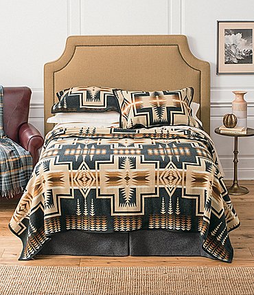 Image of Pendleton Harding Southwestern Geometric Pattern Oxford Wool Bed Blanket