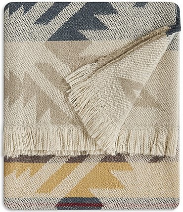 Image of Pendleton White Sands Southwestern Geometric Pattern Fringed Throw Blanket