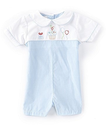 Image of Petit Ami Baby Boys 12-24 Months Short Sleeve Birthday-Embroidered Color Block Jon Jon