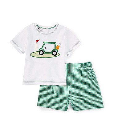 Image of Petit Ami Baby Boys 3-24 Months Short-Sleeve Golf-Themed T-Shirt & Checked Shorts Set