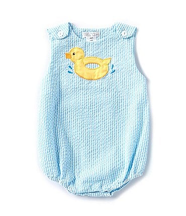 Image of Petit Ami Baby Boys 3-24 Months Sleeveless Checked Duck-Applique Shortall