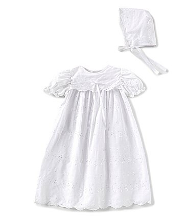 Image of Petit Ami Baby Girls 3-12 Months Eyelet Christening Gown