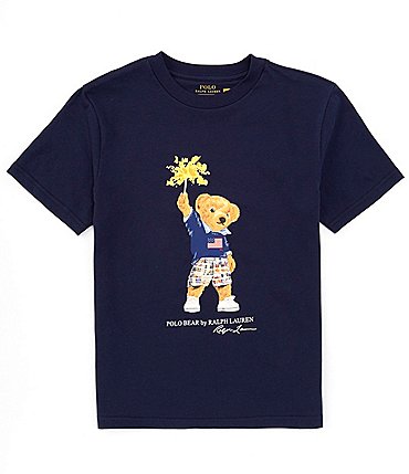Image of Polo Ralph Lauren Baby Boys 3-24 Months Short Sleeve Fireworks Polo Bear Jersey T-Shirt