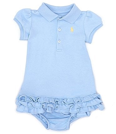 Image of Polo Ralph Lauren Baby Girls 3-24 Months Puffed Sleeve Polo Dress