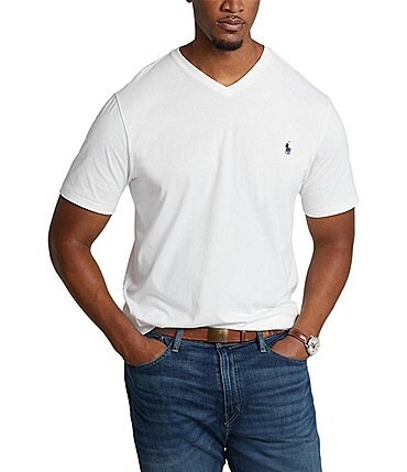 Image of Polo Ralph Lauren Big & Tall Classic-Fit Short-Sleeve Cotton Jersey V-Neck Tee