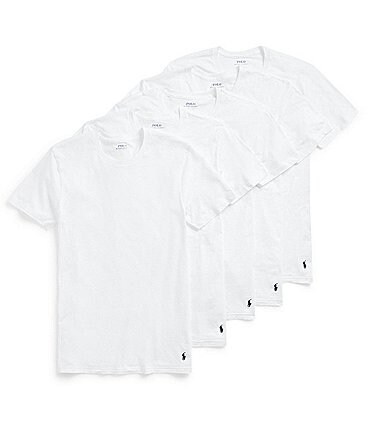 Image of Polo Ralph Lauren Classic Cotton Short Sleeve Crew Neck Undershirt 5-Pack