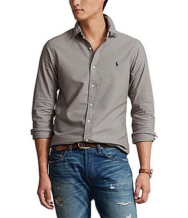 Image of Polo Ralph Lauren Classic-Fit Oxford Long-Sleeve Woven Shirt