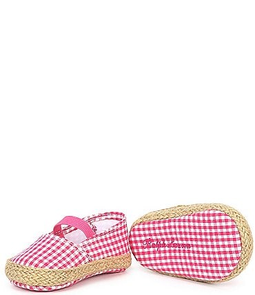 Image of Polo Ralph Lauren Girls' Bowman Gingham Espadrille Crib Shoes (Infant)