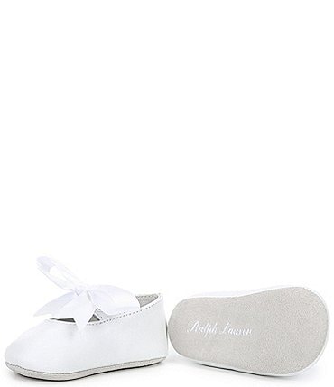 Image of Polo Ralph Lauren Girls' Briley Leather Bow Detail Crib Shoes (Infant)