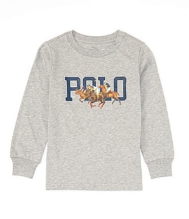 Image of Polo Ralph Lauren Little Boys 2T-7 Long Sleeve Triple Pony Logo T-Shirt