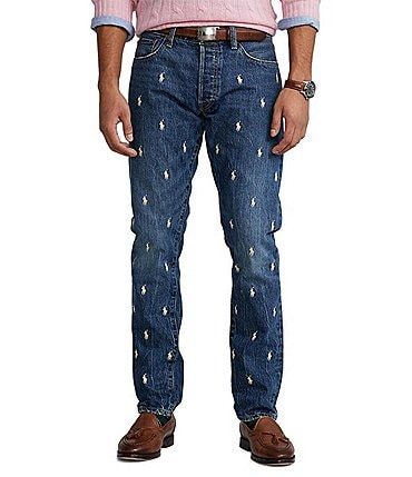 Image of Polo Ralph Lauren Sullivan Slim-Fit Tapered Leg Embroidered Pony Stretch Jeans