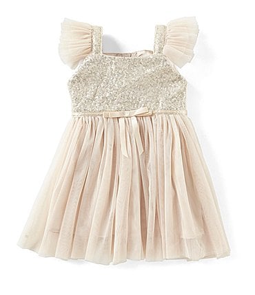 Image of Popatu Baby Girls 12-24 Months Flutter-Sleeve Tulle Dress