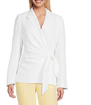 Image of Preston & York Martha Wrap Crepe Long Sleeve Point Collar Jacket