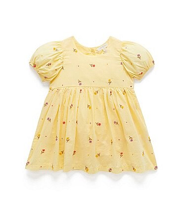 Image of PureBaby® Baby Girls Newborn-24 Months Short-Sleeve Floral-Embroidered Skirted Bodysuit