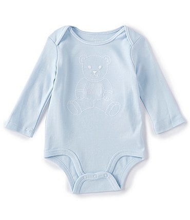 Image of Ralph Lauren Baby Boys 3-12 Months Long-Sleeve Embroidered Polo Bear Bodysuit