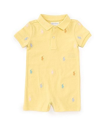 Image of Ralph Lauren Baby Boys 3-12 Months Short Sleeve Polo Pony Mesh Polo Coverall