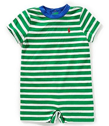 Image of Ralph Lauren Baby Boys 3-12 Months Short Sleeve Striped Jersey Shortall