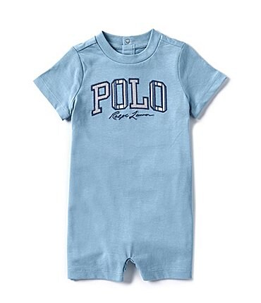 Image of Ralph Lauren Baby Boys 3-12 Months Short-Sleeve Striped-Logo Jersey Shortall