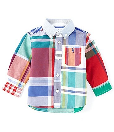 Image of Ralph Lauren Baby Boys 3-24 Months Fun Plaid Oxford Long Sleeve Button Front Shirt