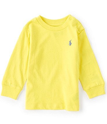 Image of Ralph Lauren Baby Boys 3-24 Months Long Sleeve Crew Neck Jersey Tee