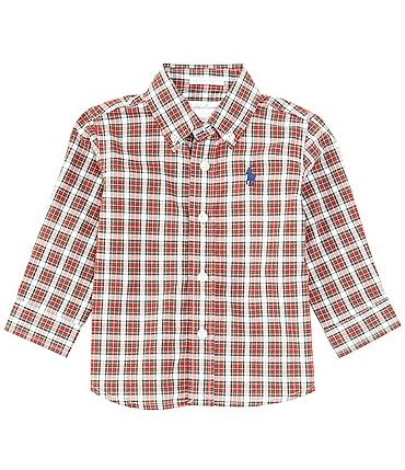 Image of Ralph Lauren Baby Boys 3-24 Months Long Sleeve Plaid Poplin Shirt