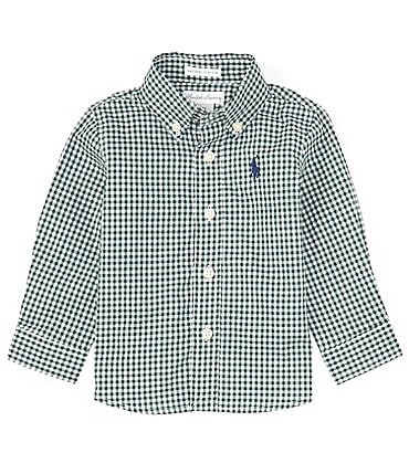 Image of Ralph Lauren Baby Boys 3-24 Months Long Sleeve Gingham Checked Woven Shirt