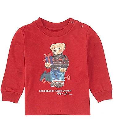 Image of Ralph Lauren Baby Boys 3-24 Months Long Sleeve Polo Bear Jersey T-Shirt