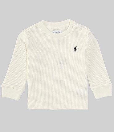 Image of Ralph Lauren Baby Boys 3-24 Months Long-Sleeve Waffle-Knit T-Shirt