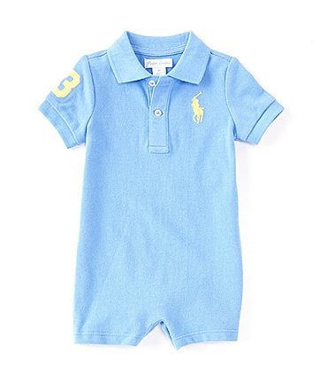 Image of Ralph Lauren Baby Boys 3-24 Months Short Sleeve Big Pony Mesh Polo Shortall