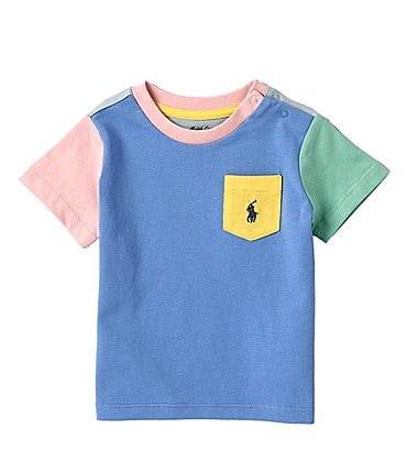 Image of Ralph Lauren Baby Boys 3-24 Months Short Sleeve Color Block Pocket T-Shirt