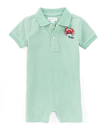 Image of Ralph Lauren Baby Boys 3-24 Months Short Sleeve Crab-Embroidered Shortall