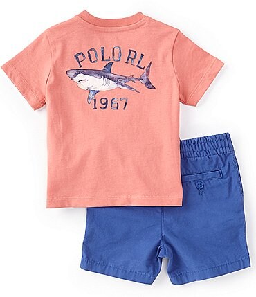 Image of Ralph Lauren Baby Boys 3-24 Months Short-Sleeve Graphic Jersey Tee & Polo Prepster Poplin Short Set