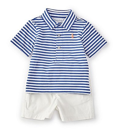 Image of Ralph Lauren Baby Boys 3-24 Months Short Sleeve Jersey Polo and Chino Short Set