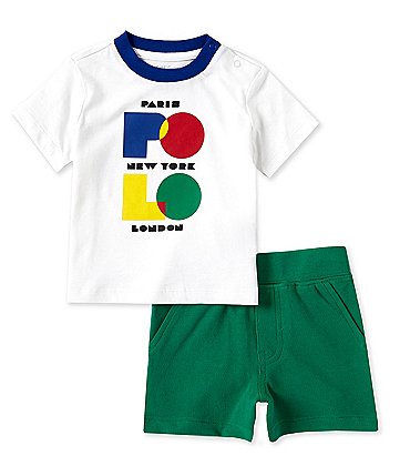 Image of Ralph Lauren Baby Boys 3-24 Months Short-Sleeve Logo Jersey T-Shirt & Mesh Shorts Set