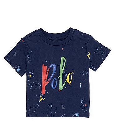 Image of Ralph Lauren Baby Boys 3-24 Months Short Sleeve Paint Splatter Logo Jersey T-Shirt