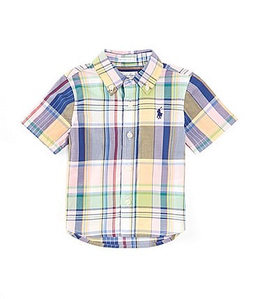 Image of Ralph Lauren Baby Boys 3-24 Months Short-Sleeve Plaid Woven Shirt