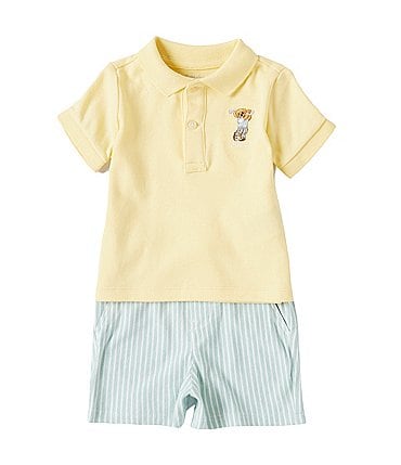 Image of Ralph Lauren Baby Boys 3-24 Months Short-Sleeve Polo Bear Polo Shirt & Shorts Set
