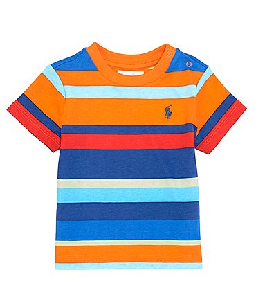 Image of Ralph Lauren Baby Boys 3-24 Months Short Sleeve Striped Jersey T-Shirt