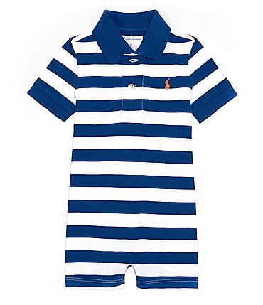 Image of Ralph Lauren Baby Boys 3-24 Months Short-Sleeve Striped Shortalls