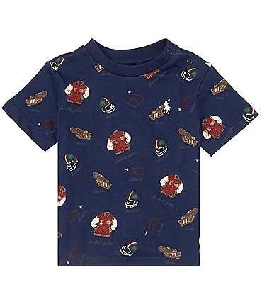 Image of Ralph Lauren Baby Boys 3-24 Months Short Sleeve Varsity Inspired Printed T-Shirt