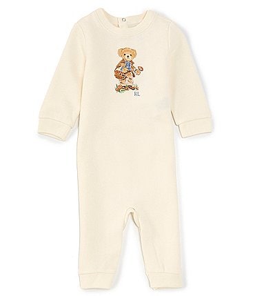 Image of Ralph Lauren Baby Boys 3-9 Months Long Sleeve Polo Bear Fleece Coverall