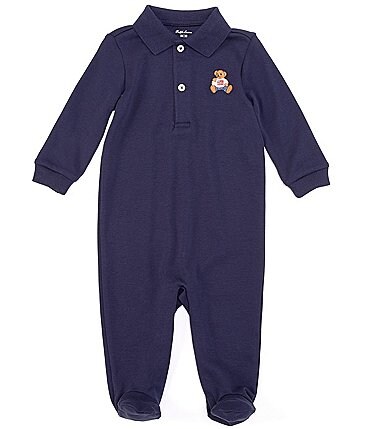 Image of Ralph Lauren Baby Boys 3-9 Months Long-Sleeve Polo Bear Footed Coverall
