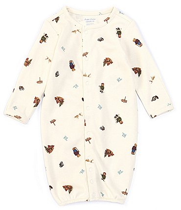 Image of Ralph Lauren Baby Boys Newborn-9 Months Long-Sleeve Greenwich Polo Bear Convertible Gown