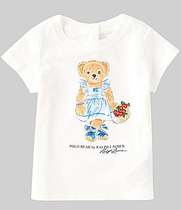 Image of Ralph Lauren Baby Girls 3-24 Months Cap-Sleeve Polo Bear Jersey Tee