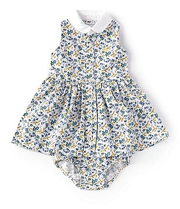 Image of Ralph Lauren Baby Girls 3-24 Months Floral Oxford Shirtdress