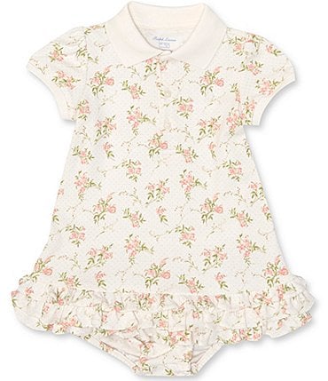 Image of Ralph Lauren Baby Girls 3-24 Months Puffed-Sleeve Whimsical-Floral-Printed A-Line Dress